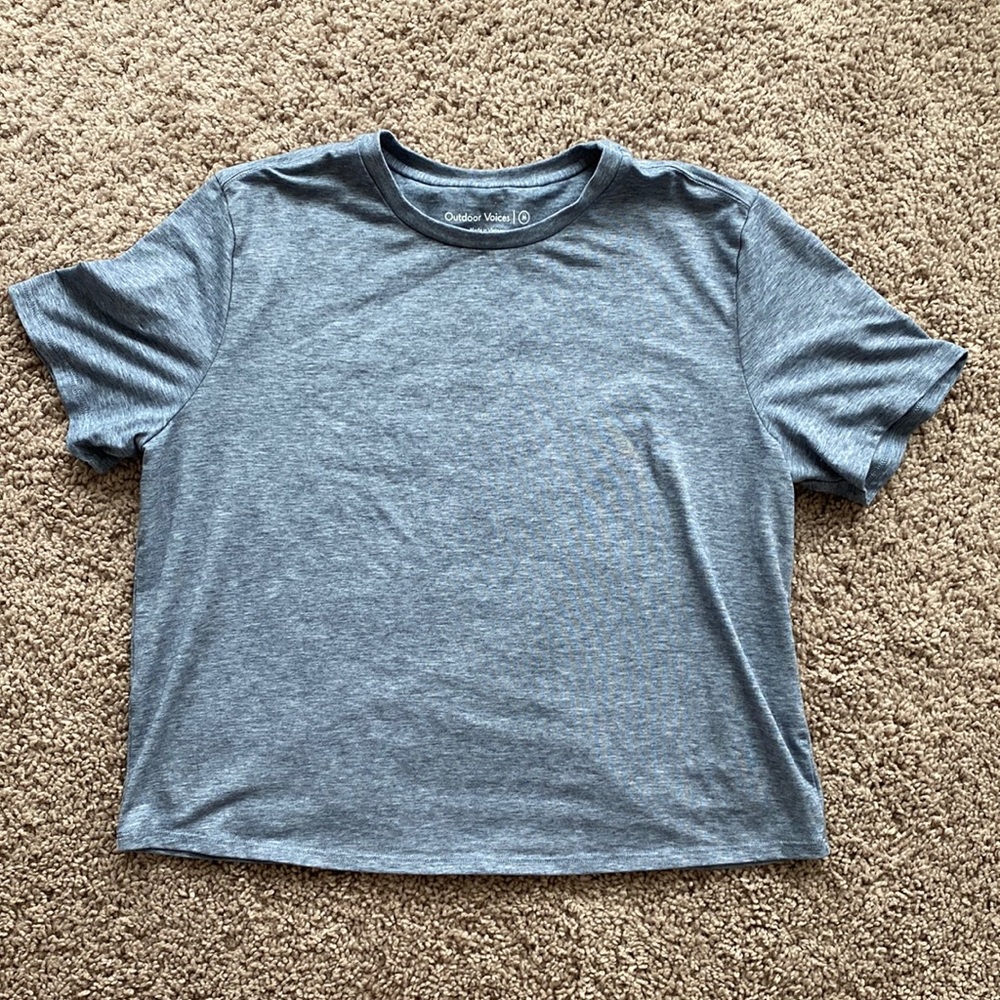 Outdoor Voices Short sleeve top; marled blue/grey; sz M